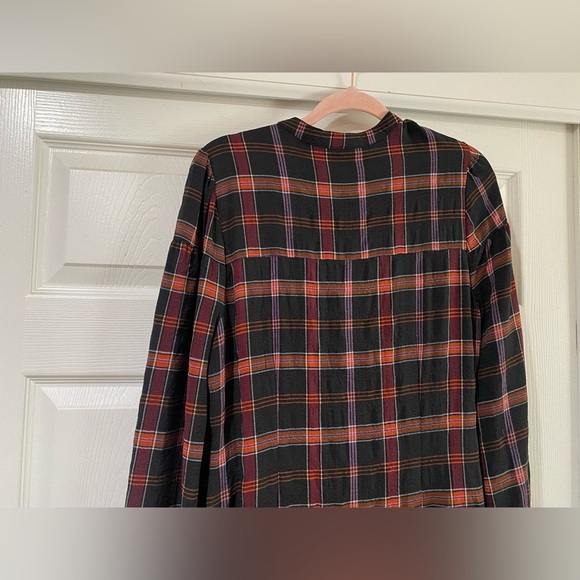 Pamela Love Maroon Plaid Long Sleeve Shirtdress Womens Size Large - Picture 9 of 10